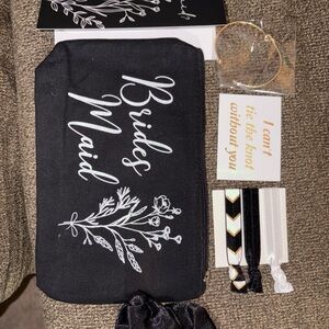 Black Bridesmaid Pouch with Accessories
